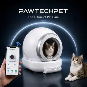 Pawtech Smart Automatic Cat Litter Box for Multiple Cats - APP Control, Health Monitoring, Safety Sensors, Included Trash Bags, White #Petlovers#TikTokShop#SummerPetHa