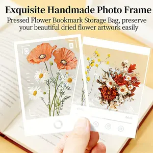 20 Pcs Dry Flower Bookmark Storage Bag, Handmade DIY Materials, Transparent Frame Shape, Leaf Collection Album, Gift for Her