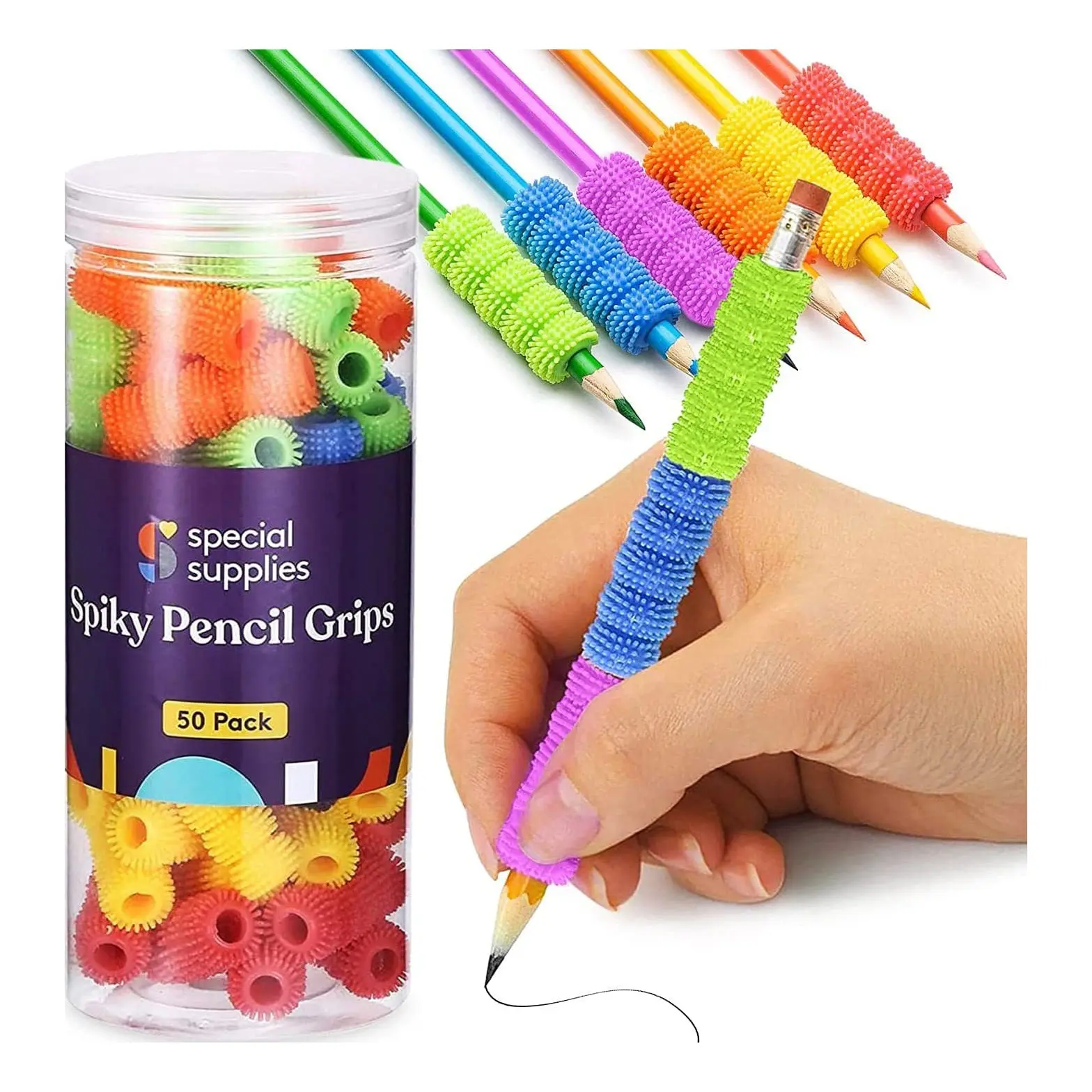 Spiky Pencil Grips for Kids and Adults - 50 Pack Spiky Pencil Grips for Kids and Adults - 50 Pack