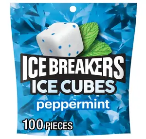 ICE BREAKERS Ice Cubes Peppermint Sugar Free Chewing Gum Pouch, 8.11 oz (100 Pieces)