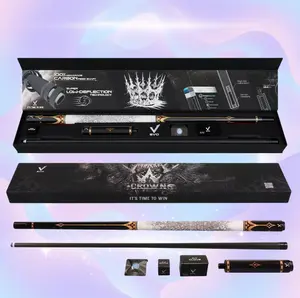 EVO CROWN Maxbing Edition Pool Cue – Royal Black with White Synthetic Leather Wrap, Carbon + Glass Fiber Core, 29" Pro Taper Shaft, 12.5 mm TIME Tip, 19–19.5 oz, Complete Player Kit