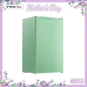 Upstreman mini fridges 3.2 Cu.Ft with Freezer Compact Single-Door Fridge for Dorm Office Bedroom BR321 Adjustable Temperature Thermostat Energy Efficient Quiet Operation Green Fridge Small pantry drink fridge skincare fridge refrigerator tiktokshopspringg