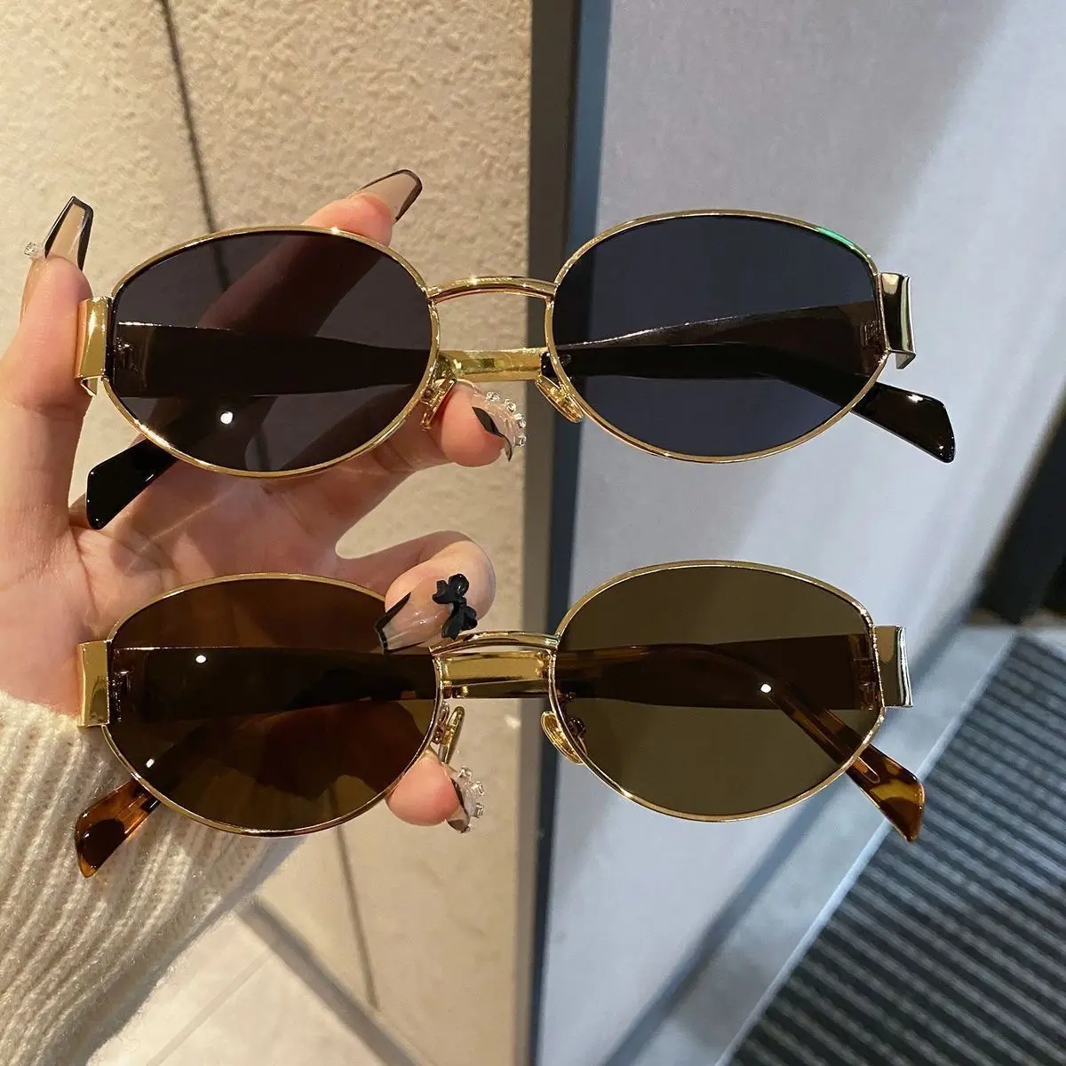 〖Summer Vibes〗3 PCS Retro Oval Sunglasses for Women Chic Cat Eye 90s Sunnies Lightweight Narrow Shades Trendy  Sunglasses Vintage Rich Girl Sunglasses Women Sunglasseswomen summerwins