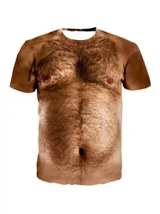 Funny Muscle Body 3D Printed T-shirt Mens Designer Clothes Streetwear Short Sleeve Top Tees Ugly Chest Hair T Shirt Clothing