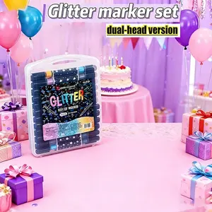 12pcs Random Color Professional Glitter Pens Set, Fast-Drying Glitter Markers, Scrapbooking, Card Making, Journaling, Art Supplies