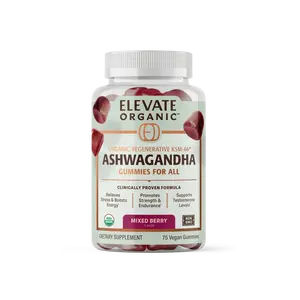 Elevate Organic KSM-66® Ashwagandha Gummies, Regenerative Organic Certified with Acti Veda™ (25 Servings)