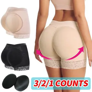 Butt Lifter Shorts Hip Pads Enhancer Fake Ass Body Shaper Women Buttocks Panties Padded Boxer Shapewear Booty Lift  Ladies Body Shaper Boyshorts Lace Underwear ,Plus Size Womenswear S-3XL Black Beige