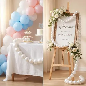 Large Pearl Bead Garland,  White Faux Pearl String for Wedding Staircase, Baby Shower, Bridal Shower, Photo Backdrop, Elegant Aesthetic Party Decor