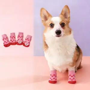 4pcs/set Anti-Slip Warm Dog Socks, Soft & Breathable Design, Ideal for Small/medium Dogs Including Teddy Breeds