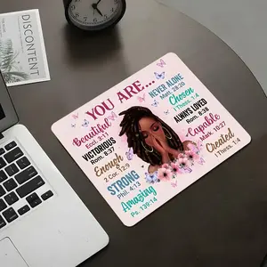 Letter & Girl Pattern Mouse Pad, Rectangle Gaming Mouse Pad, Office Desk Keyboard Mat for Home Office Desk, Gaming Mousepad