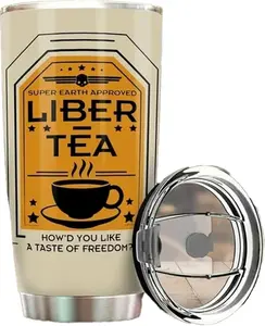Helldivers 2 Inspired 'Liber-Tea' Stainless Steel Tumbler, Personalized Cup of Liber-Tea Mug, 20 OZ Novelty Coffee Mugs, Funny Coffee Mugs Gift for Women Men (Size 1pcs)