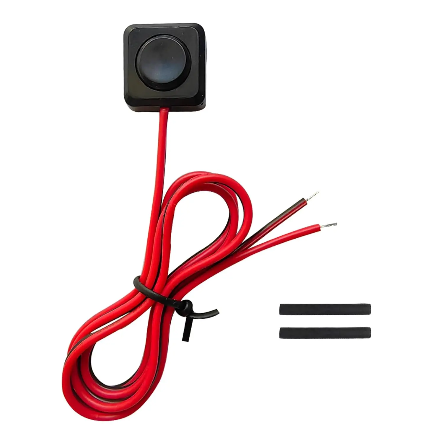 Small Prewired Surface Mount Momentary Push Button Switch - 12V/24V, 20in Cable, Cover Included, Double-Sided Tape for No-Drilling Installation
