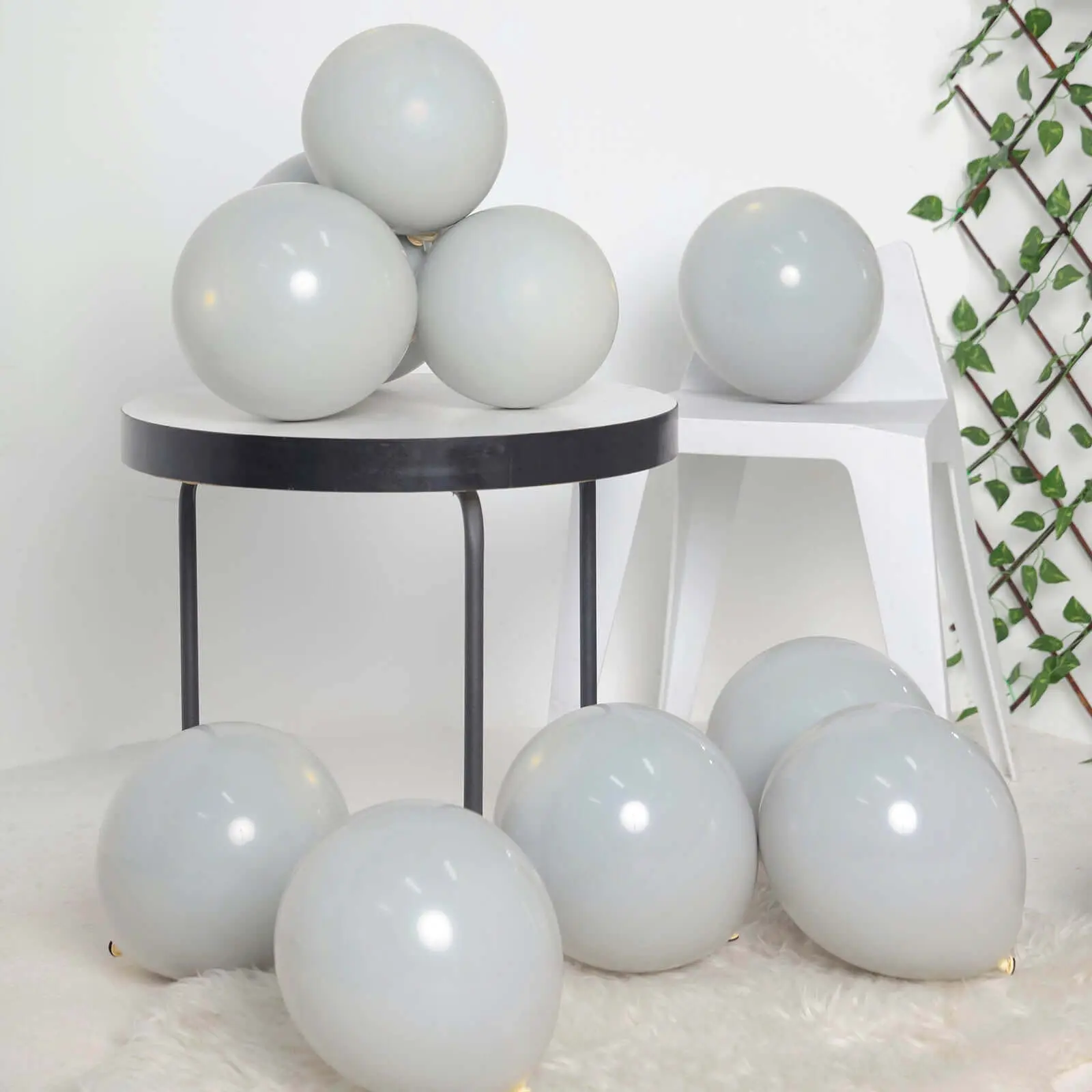 10 in Matte Gray Double Stuffed Prepacked Latex Party Balloons, 25 Pack for Decoration, Party Decor, Balloon Decor & Celebrating Events