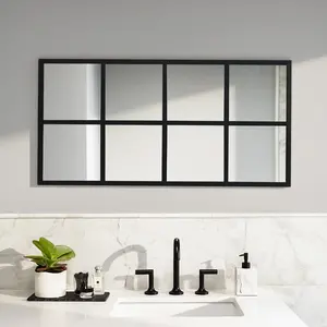 Modern Wall Mirror with Metal Frame, HD Shatterproof Vanity Mirror for Bathroom Bedroom Entryway & Living Room, Contemporary Decorative Hanging Mirror for Home Gym & Dining Room