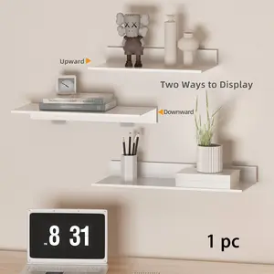 30/40/50cm Wall Shelf Unit Metal Bathroom Floating Shelves, No Drill Mirror Shower Organizer, Living Room Kitchen Storage Ledge, Wall Mounted Shelf