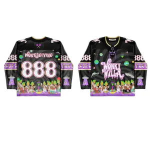 WONKYWILLA 888 Black Hockey Jersey, EDM Festival Long Sleeve Shirt for Men & Women, EDM Rave Jersey Colors, Gift For Him Her