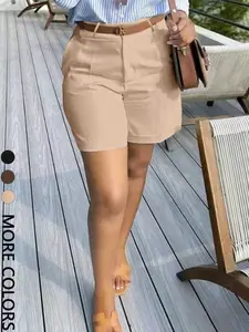 Women's High Waist Summer Suit Shorts with Pleated Design, Loose Fit and Casual Commuter Style for Effortless Chic