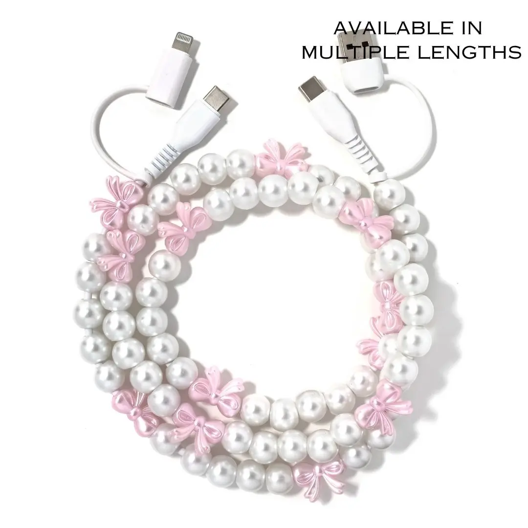 Beaded Phone Charger Whimsy Pink