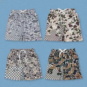 Boys' Ultra-Soft Camo Shorts, Ice Cream Drop Hunting Camouflage Print, Elastic Waist Shorts with Adjustable Drawstring, Pocket Design for Cozy Stylish Wear,summervibes