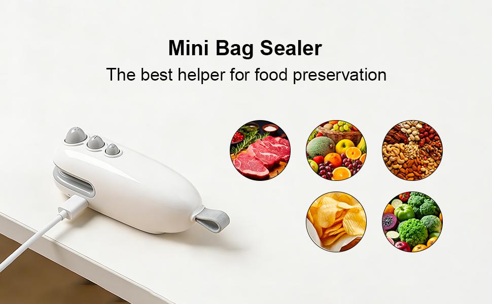 Mini snack bag sealing machine,Portable mini plastic bag sealer 2 in 1, plastic material, rechargeable, suitable for sealing and sealing snacks, coffee and pet food packaging Kitchen Preservation,Gift for Mother's Day