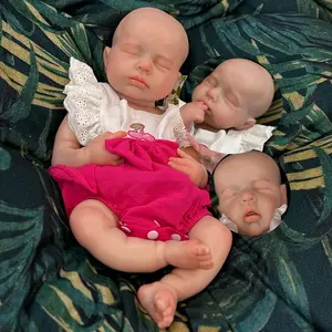 18 Inch Loulou Can Open Mouth Full Body Solid Silicone Girl Doll With Painted Bald 3D Painted Skin Waterproof Flexible Handmade Reborn Doll Toys For Children's Gift