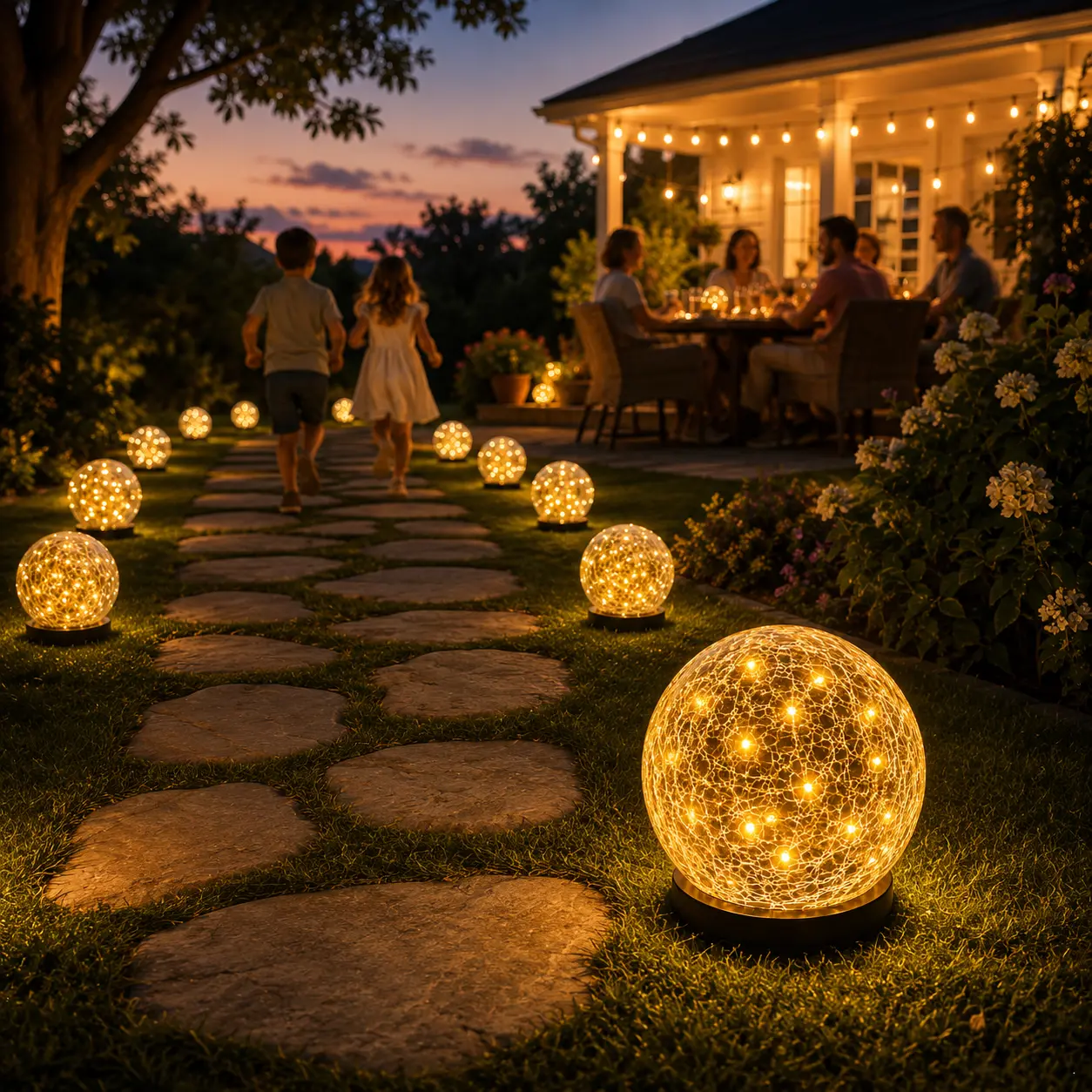 Solar Outdoor Cracked Glass Globe Lights - Waterproof Solar Orbs for Garden, Patio Decor - Home Improvement Outdoor Lighting, Solar Outdoor Lights