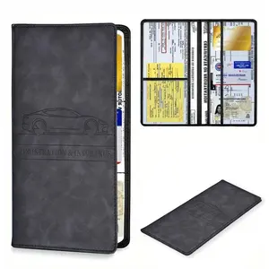 Car Registration & Insurance Card Holder, PU Leather Car License Document Glove Box Compartment Organizer, Interior Car Accessories for Women Men Teens, Vehicle, Compact Car Documents