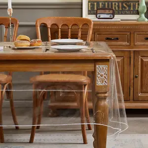 Clear Plastic Tablecloth Rectangle Vinyl Transparent PVC Table Cloth   Oil-Proof Stain Resistant Wipeable Table Protector Cover for Dinning Table, 54 x 78 Inch.