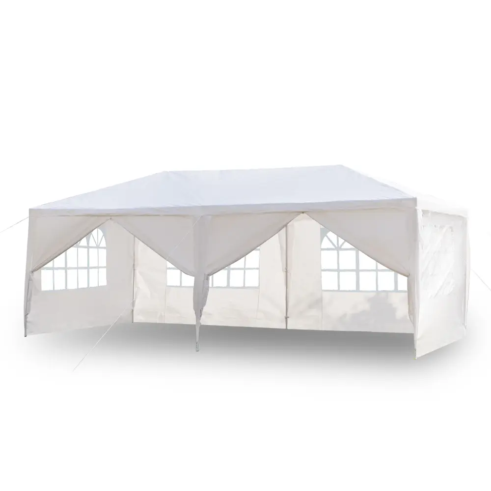 10x20 Outdoor Party Tent with 6 Removable Sidewalls & Windows, White Waterproof Canopy Shelter, Heavy Duty Wedding Gazebo for Backyard Events, 20 FT
