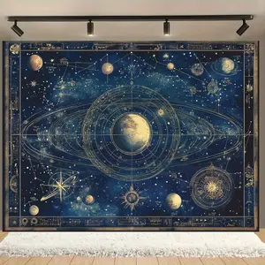 2D flat banner, 1pc, Durable Polyester Fabric Poster for Home, Classroom, Party, Astronomy Enthusiasts Celestial Theme, Highquality Print, Celestial Artwork, Home Decorators, 2D Flat, Solar System Hanging, Space Tapestry wjt