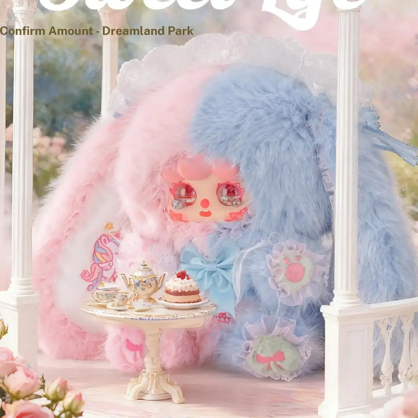 Migo Rose Tea Party Plush Blind Box, Collectible Blind Pack, Large Doll Display Piece, 9 Regular + 1 Hidden Figure, Cute Collectible Toy Set