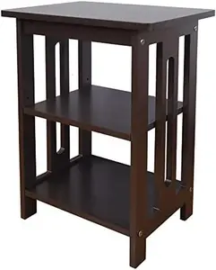 3-Tier Mobile Corner Side Tables Walnut Brown End Tables Wood Storage Bedside Table 15.75x11.81x21.26 Inches with Open Storage Design
