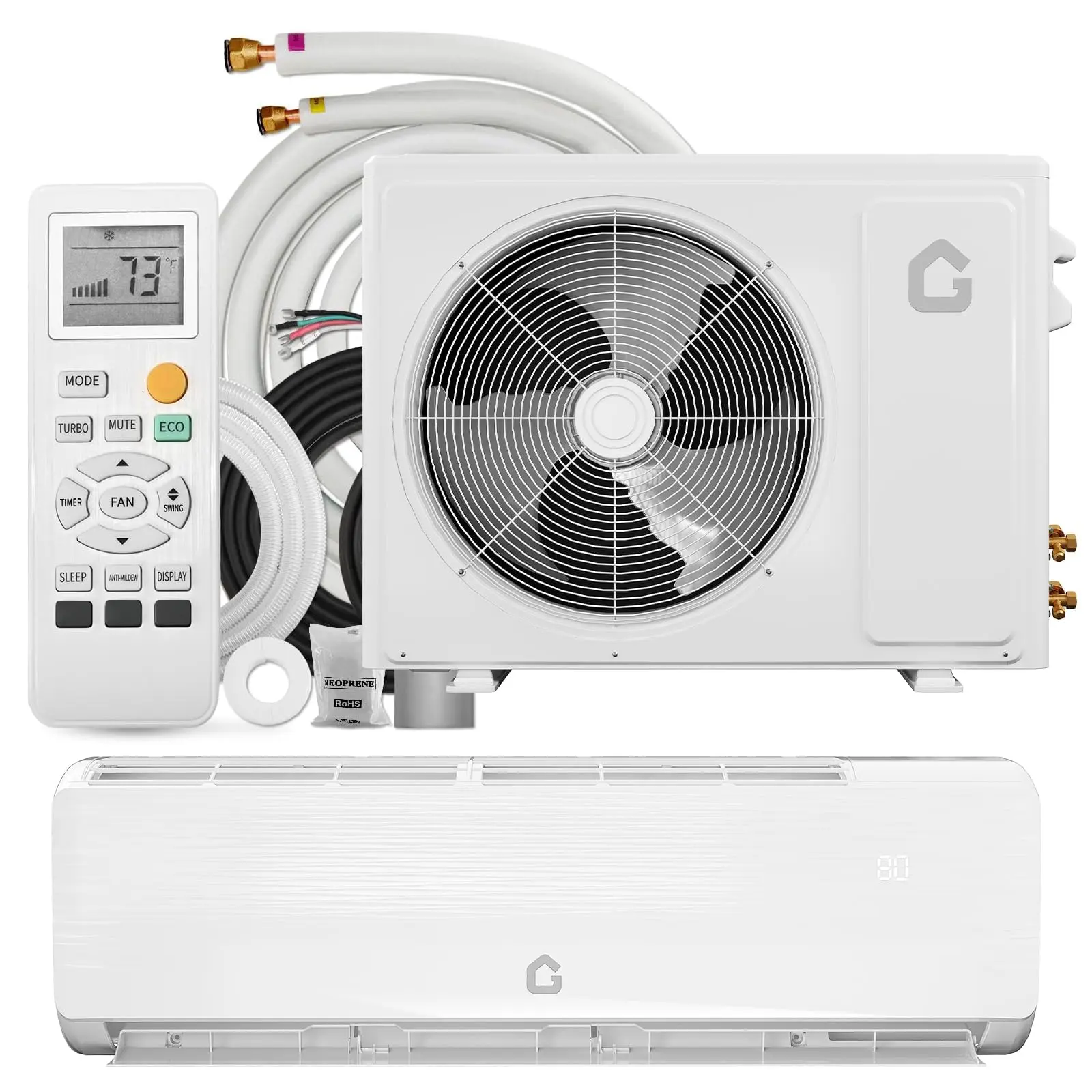 12,000 BTU Wall-Mounted Mini Split Air Conditioner & Heat Pump 19 SEER2 Inverter | Quiet Ductless AC, 750 sq ft Coverage, Remote Control