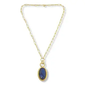 Connie Craig Carroll Jewelry Jeanette Labradorite Oval Drop Necklace