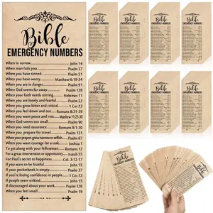 50/100Pcs Bible Emergency Number Bookmarks Bulk Pack Christian Gifts Religious Scripture Bookmarks 2.36 x 6 inches Christian Bookmarks Suitable for Church Welcome Gifts Sunday School Prizes Gift Giving (Brown)