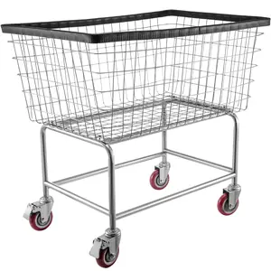 VEVOR Wire Laundry Cart,  4.5 Bushel Wire Laundry Basket with Wheels, 35\'\'x15.7\'\'x22\'\' Commercial Wire Laundry Basket Cart, Steel Frame with Chrome Finish, 5\'\' Casters, Wire Basket Cart for Lau Organiser