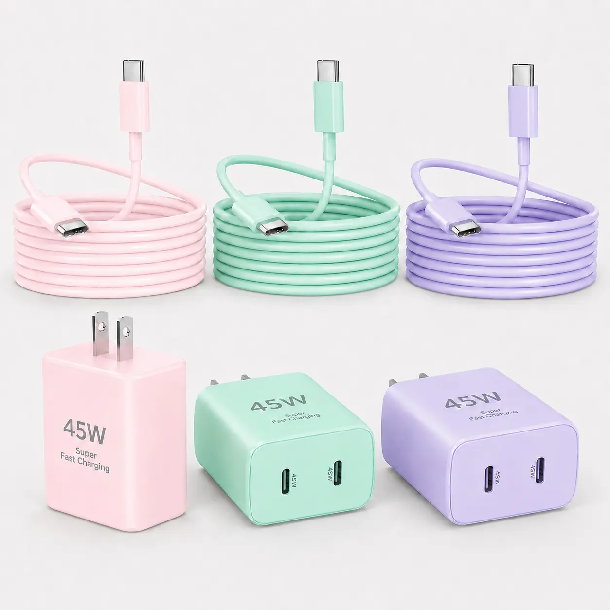 2Port 45W Super Fast Charger Type C,  45W USB-C Charger Android Phone Charger Fast Charging for Samsung Galaxy S26 Ultra/S26+/S25/S24 Ultra/S23+/S22/S20/Note10+/Tab S9 with 10ft Type C Cord