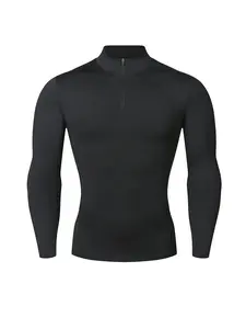 Mens 1/4 Zip Pullover Lightweight, Quick Drying Athletic Long Sleeve Running Shirt, Stretch Tights Workout Tops Outdoor Sports Jacket, Gym Sweatwear, Training Shirt, Workout Clothes