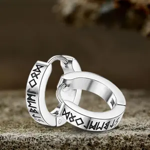 GTHIC Viking Runes Stainless Steel Earrings for Men Women Nordic Fashion Accessories Birthday Gifts Daily Wear