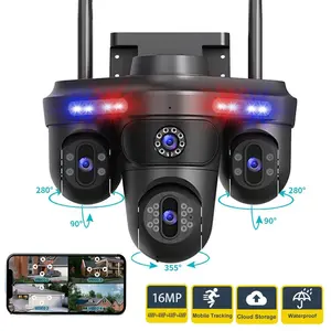 400w HD Four Lens Camera, Full Color Night Vision, Waterproof Dustproof Outdoor Surveillance, Ai Tracking Alarm, 4K CCTV Camera, Wifi Camera, Outdoor Security Camera, Security Cameras Wifi