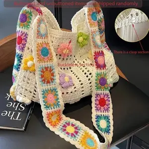 Boho Floral Patchwork Crossbody Bag for Women Vintage Color Block Messenger Shoulder Tote Bag Lightweight Fabric Everyday Handbag for Travel Campus Shopping Casual Streetwear Daily Use