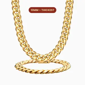 JAXXON Cuban Set 10mm - Gold - Waterproof - Box Clasp