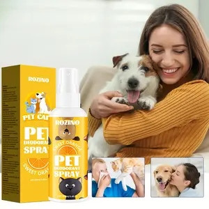 ROZINO Pet Deodorant Spray 100ml Sweet Orange Scent Plant Extraction Biological Molecules Target Pet Hair Odor Cares Fur Freshens Beds Toys Daily Necessities