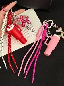 Mini Water Cup Balloon Dog Braided Rope Keychain, Hot Girl Style, It Can Be Used As A Keychain, Bag Charm, Keychain For Bags, Making It A Great Everyday Accessory For Girls, And It'S Also Perfect As A Gift Between Best Friends
