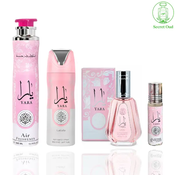 Yara 50ML + Yara Air Freshener + Yara Deodorant + Yara Roll-on Oil