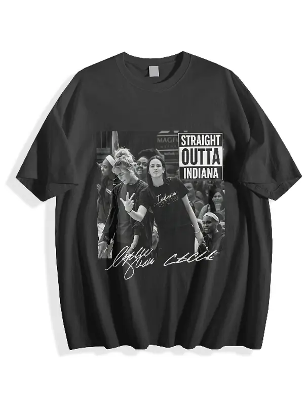 Graphic Caitlin Clark and Sophe Cuningham Straight Outta Black White Basketball Shirt, Gift for Fans，Unisex Tee