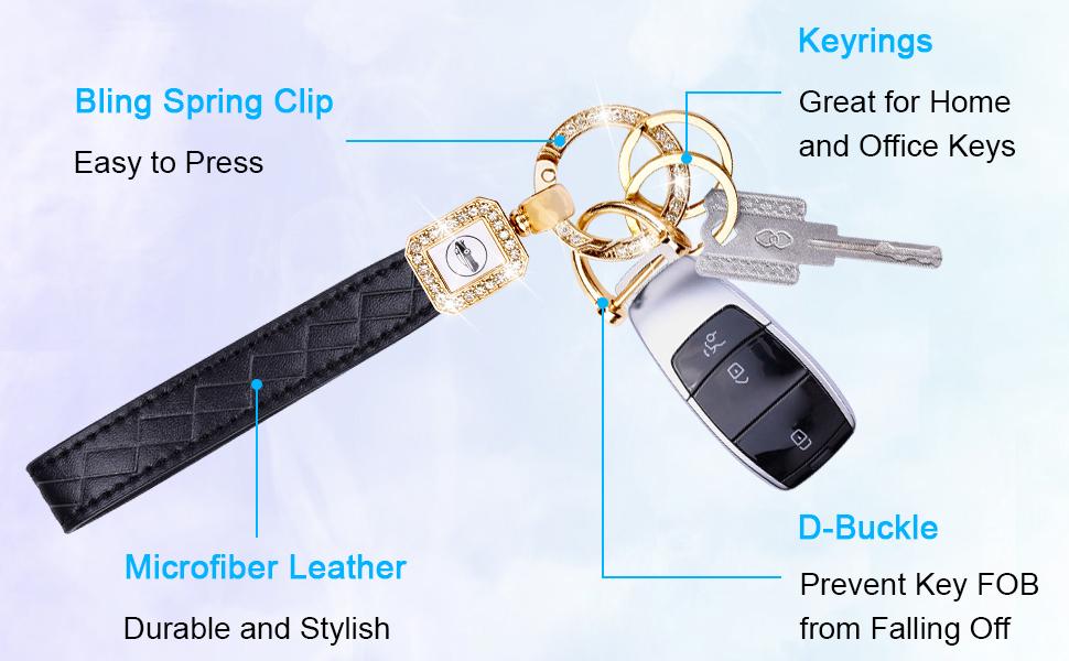 Wisdompro Bling Leather Car Keychain, Universal Microfiber Leather Key FOB Keychain Key Chain Holder Accessories Wisdompro Bling Leather Car Keychain, Universal Microfiber Leather Key FOB Keychain Key Chain Holder Accessories