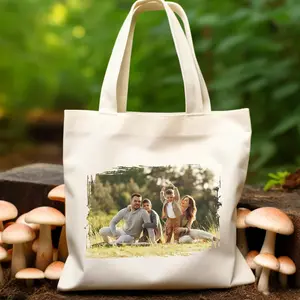 Custom Photo Tote Bag, Personalized Family Tote Bag, Photo Canvas Tote, Custom Picture Tote Bag, Gift for Mom Dad Family, Aesthetic Canvas Bag