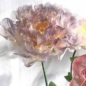 [Dancing Petals] 24in (60CM) Silent Baby's Breath Opening & Closing Flower (NEW Mesh Petal Design) |   Mesh Floral Floor Decor - Fresh Take On The Viral Bloom Style! Light Up Rose Wedding Decorative