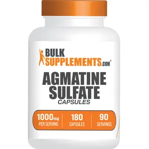 BulkSupplements - Agmatine Sulfate Capsules - Fitness Supplement - Edible - Dietary Supplements - Muscle - Workout - 180 Capsules - 1000mg per Serving